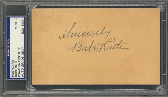 1935 Babe Ruth Signed & Inscribed Postcard (PSA/DNA MINT 9)